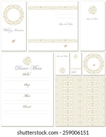  wedding set with pattern in white and gold colors