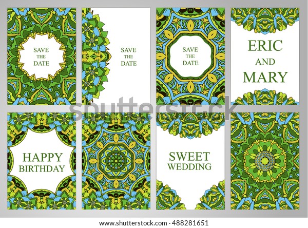 Wedding Set postcards, backgrounds,
invitations in oriental style. East ornament, Ramadan, India,
Islam. Cover, Magazine, Oriental elements. Holidays, weddings,
birthdays. Design
background