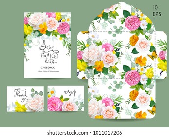 Wedding set with spring flowers