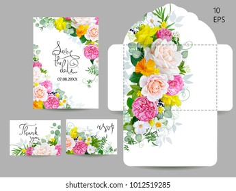 Wedding set with spring flowers