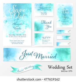 Wedding set in watercolor style.