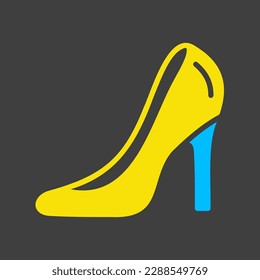 Wedding shoe of the bride with high heels isolated glyph on dark background icon. Vector illustration, romance elements. Sticker, patch, badge, card for marriage, valentine