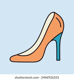 Zapato de Boda de la novia con tacones altos aislado icono. Ilustración vectorial, Elementos románticos. Pegatina, parche, placa, tarjeta para el matrimonio, San Valentín