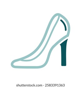 Wedding shoe of the bride with high heels isolated icon. Vector illustration, romance elements. Sticker, patch, badge, card for marriage, valentine