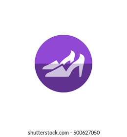 Wedding shoes icon in flat color circle style. Marriage day bridal decoration accessories event