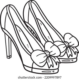 Wedding Shoes Isolated Coloring Page For Kids