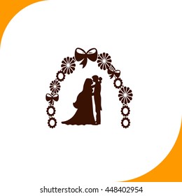 Wedding sign. Brown icon on white background