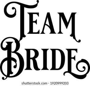 Vector de texto de signo de boda para novia de equipo