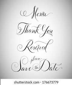 Wedding signage: menu, thank you, reserved, save the date