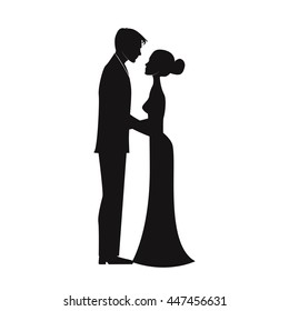 Wedding silhouette. Bride and groom. Vector illustration.