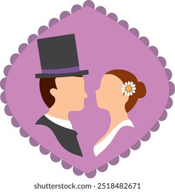 wedding silhouette with colors violet