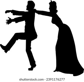 wedding silhouette, couple vector, wedding scene