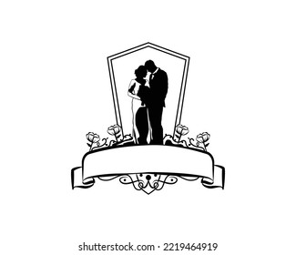 Wedding silhouette illustration banner clipart