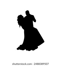 wedding silhouette of man and woman dancing vector