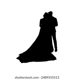 wedding silhouette of woman leaning on man's shoulder vector