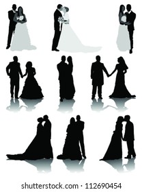Wedding silhouettes-vector