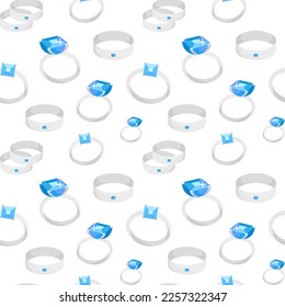 Wedding silver ring seamless pattern. Vector decorative illustration.