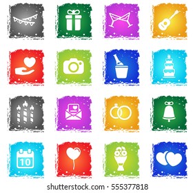 Wedding simply icons in grunge style for your design