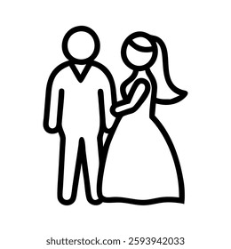 Wedding sketch icon bride and groom a romantic couple