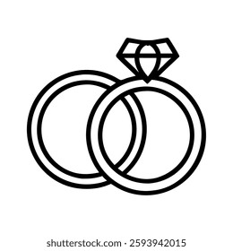 Wedding sketch icon diamond rings