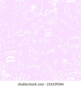 Wedding sketch icons seamless pattern