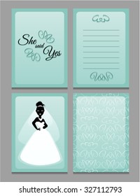Wedding sketch with space for text and the silhouette of young bride in wedding dress. Soft gentle background for a poster, invitation or other postcard. Sample of the card with your text. Vector.