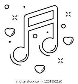 Wedding songs. Vector flat outline icon illustration isolated on white background.