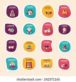 Wedding speech bubble flat design background set, eps10