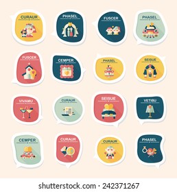 Wedding speech bubble flat design background set, eps10