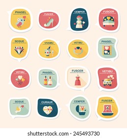 Wedding speech bubble flat design background set, eps10