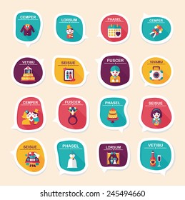 Wedding speech bubble flat design background set, eps10