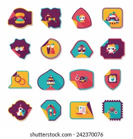 Wedding sticker flat design background set, eps10