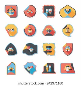 Wedding sticker flat design background set, eps10