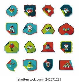 Wedding sticker flat design background set, eps10