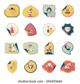 Wedding sticker flat design background set, eps10