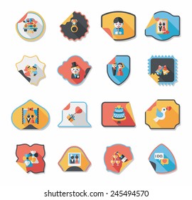 Wedding sticker flat design background set, eps10