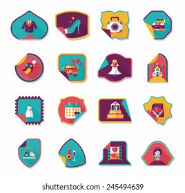 Wedding sticker flat design background set, eps10
