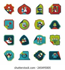 Wedding sticker flat design background set, eps10