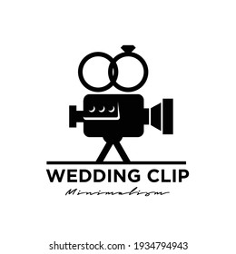 wedding Studio Movie Video Cinema Cinematography Film Production logo design vector icon illustration Isolated White Background	