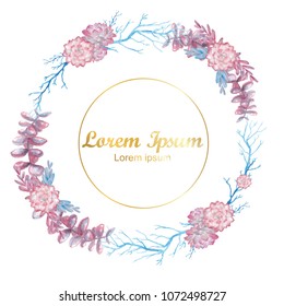 wedding succulent frames in watercolor style for invitation, card, banner, web, and template design. cactus element