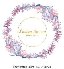 wedding succulent frames in watercolor style for invitation, card, banner, web, and template design. cactus element