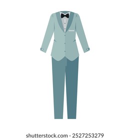 wedding suit with bow tie isolated