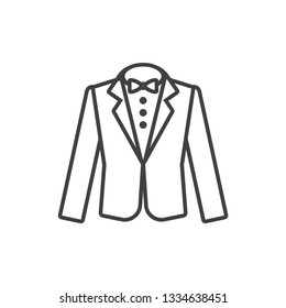 Wedding suit, jacket line icon.