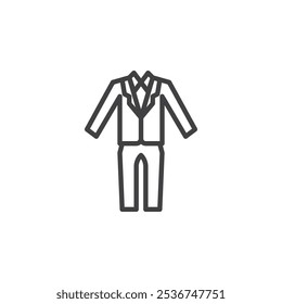 Icono de línea de traje de Boda. signo de estilo lineal para concepto móvil y Diseño web. Icono de Vector de contorno de traje de esmoquin. Símbolo, ilustración del logotipo. Gráficos de Vector