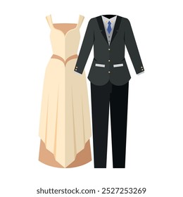 wedding suits for mens and womens isolated