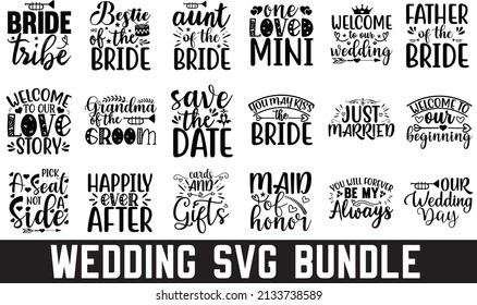 Wedding Svg Bundlewedding Svg Fileswedding Silhouette Stock Vector ...