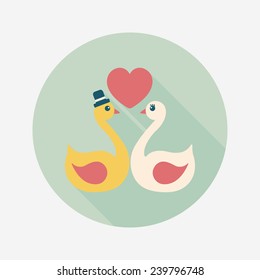 wedding swan flat icon with long shadow,eps10