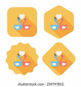 wedding swan flat icon with long shadow,eps10