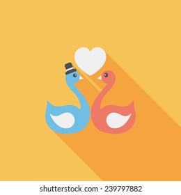 wedding swan flat icon with long shadow,eps10