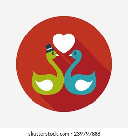 wedding swan flat icon with long shadow,eps10